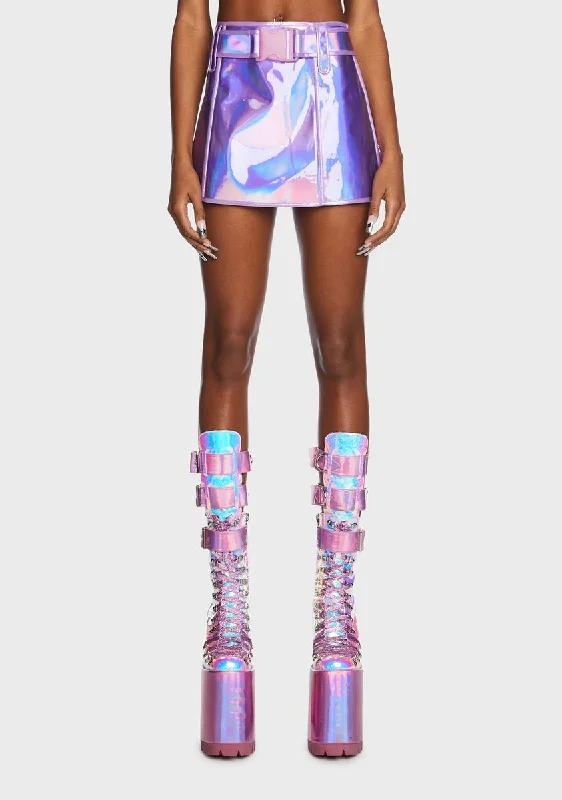 Women's Professional Clothes Lilac Dream Crusher Holographic Skirt