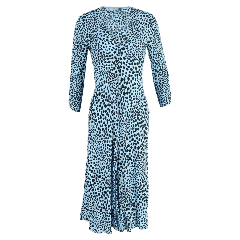 Chic Styles Rixo Katie Leopard Print Dress in Blue Viscose