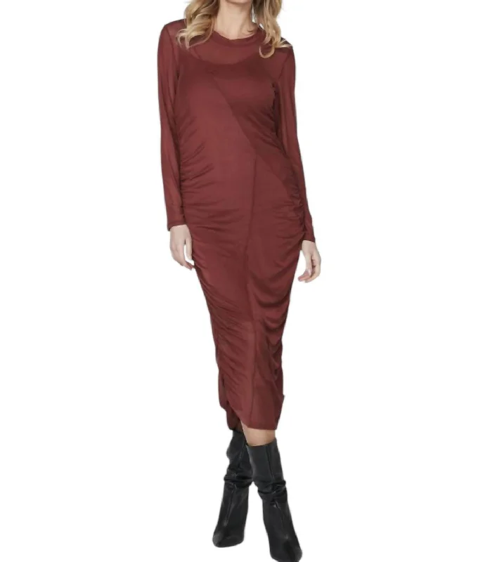 Holiday Discount Mesh Dress In Wine