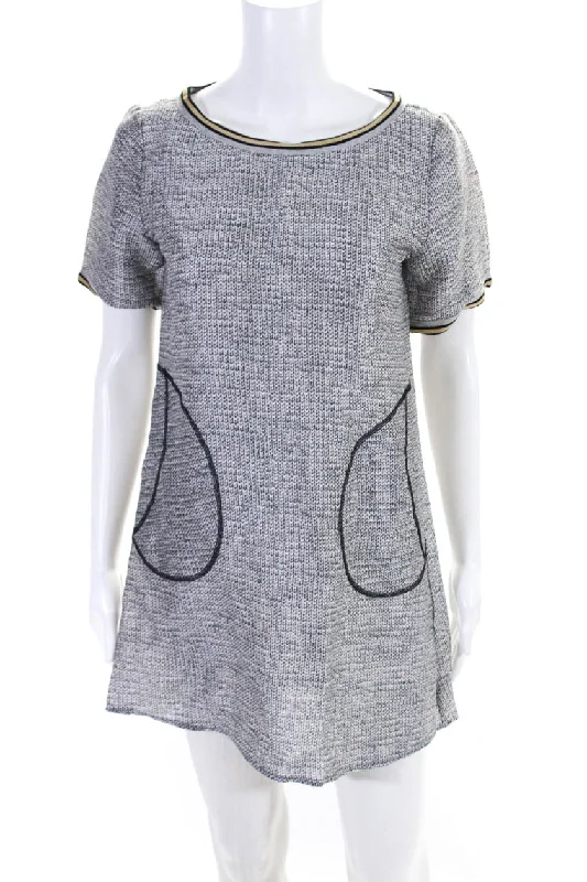 Browse Our Top Products Moschino Couture Womens Short Sleeve Scoop Neck Knit Print Dress Gray