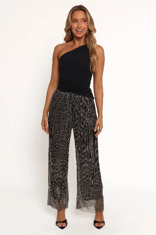 Women's Charming Outfit For Events Nila Sheer Pant - Black Gold