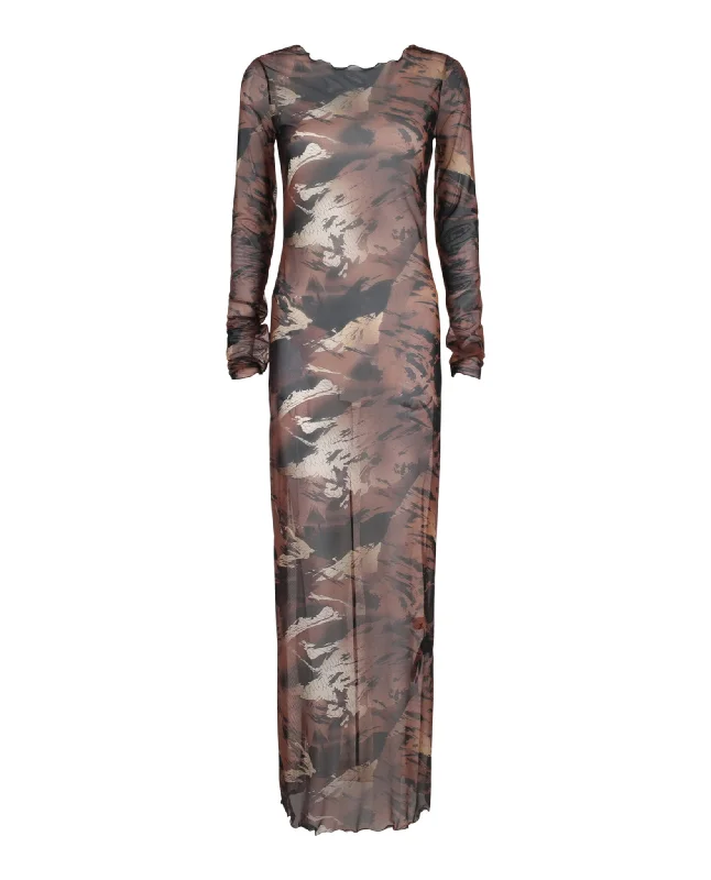 Luxury Fashion Camo Mesh Dress