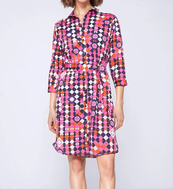 Best Clearance Sales Right Now Dover Geometric Print Dress In Pink Multi