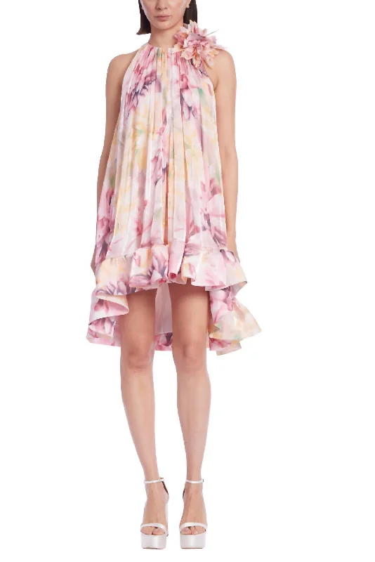 Odd Size Clearance Sale Ruffle Hem Swing Dress In Pink Multi