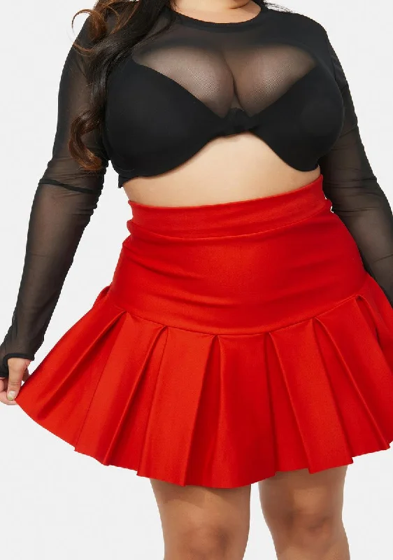 Casual Clothing For Women Plus Cherry Wicked Scholar Pleated Mini Skirt