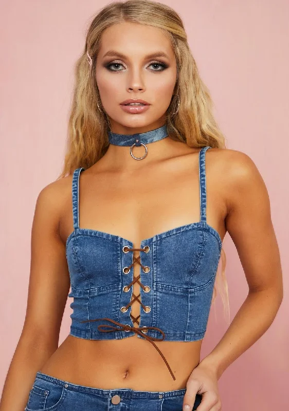 Comfortable Women's Clothes Dime Store Cowgirl Denim Bustier