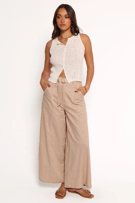 Stylish Women's Outfit Sadie Wide Leg Pant - Oatmeal