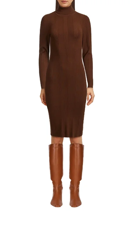 Chic Trends For The Fashion Savvy Jeanne Turtleneck Dress In Wood