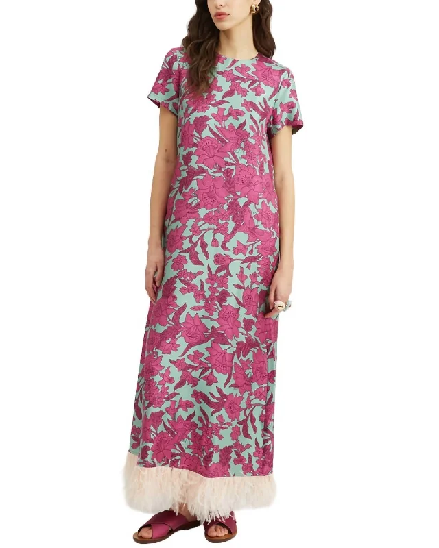 Top Deals Swing Dress With Feathers In Lilium