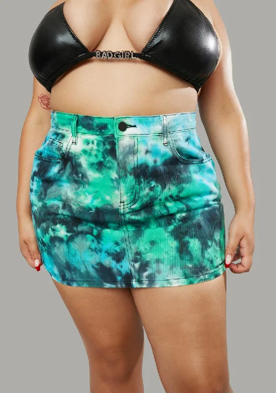 Women's Formal Clothes Plus Treasure Island Tie Dye Mini Skirt