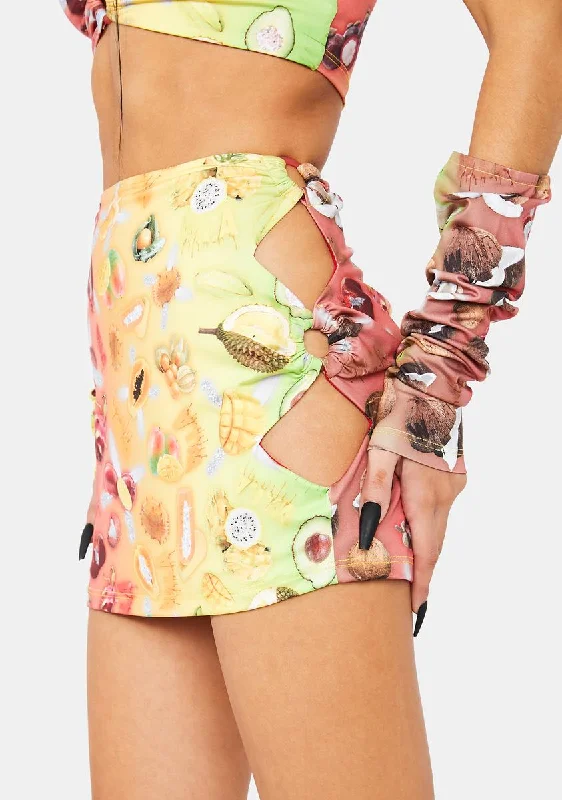 Affordable Women's Clothing Fruit Battle Cut-Out Mini Skirt