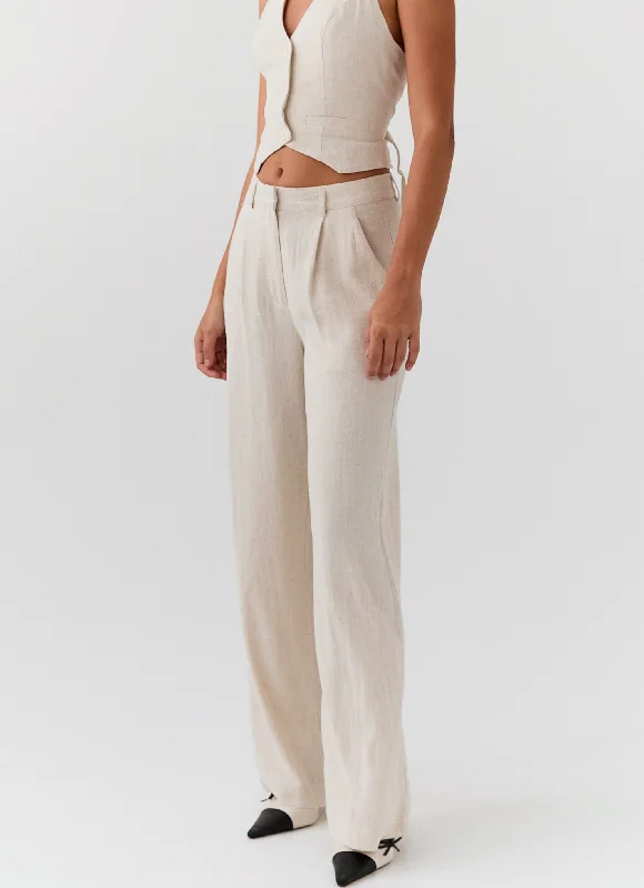 Charming Everyday Clothing For Women Heatwave Linen Pants - Oatmeal