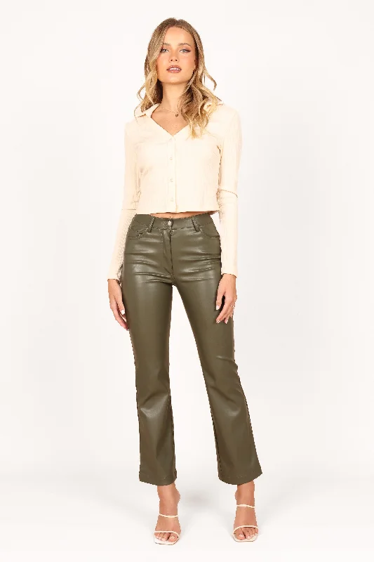 Women's Loungewear Clothes Ashley Faux Leather Pants - Olive