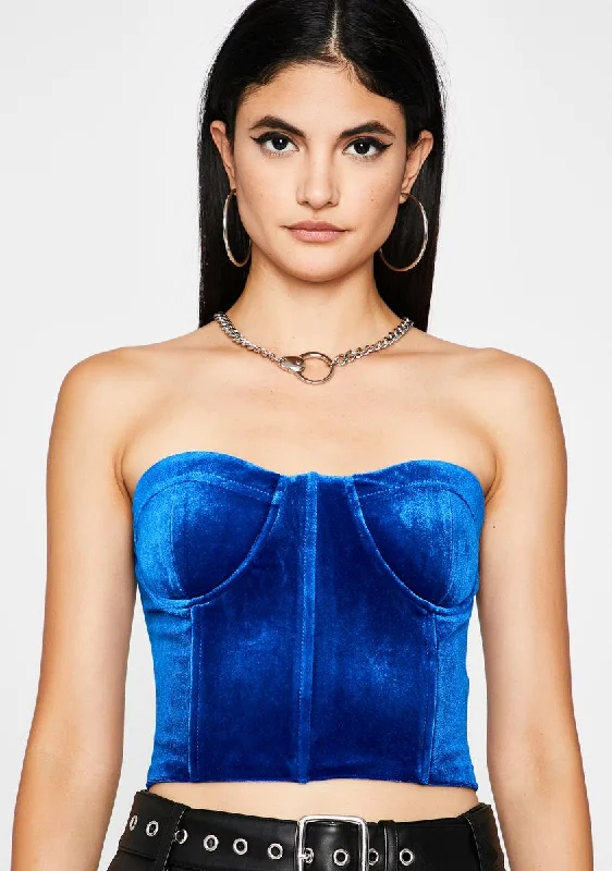 Women's Vacation Attire Royal Hots For You Velvet Bustier