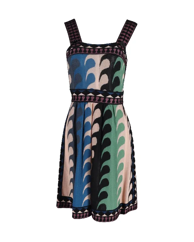 Flash Sales Missoni Square Neck Printed Dress in Multicolor Wool