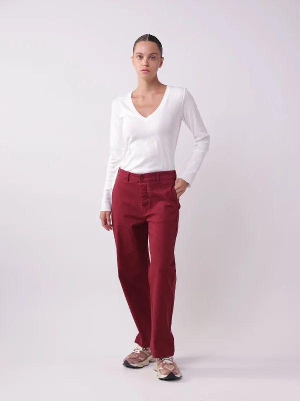 Affordable Women's Clothing Chino Pants Embroidered Straight Leg