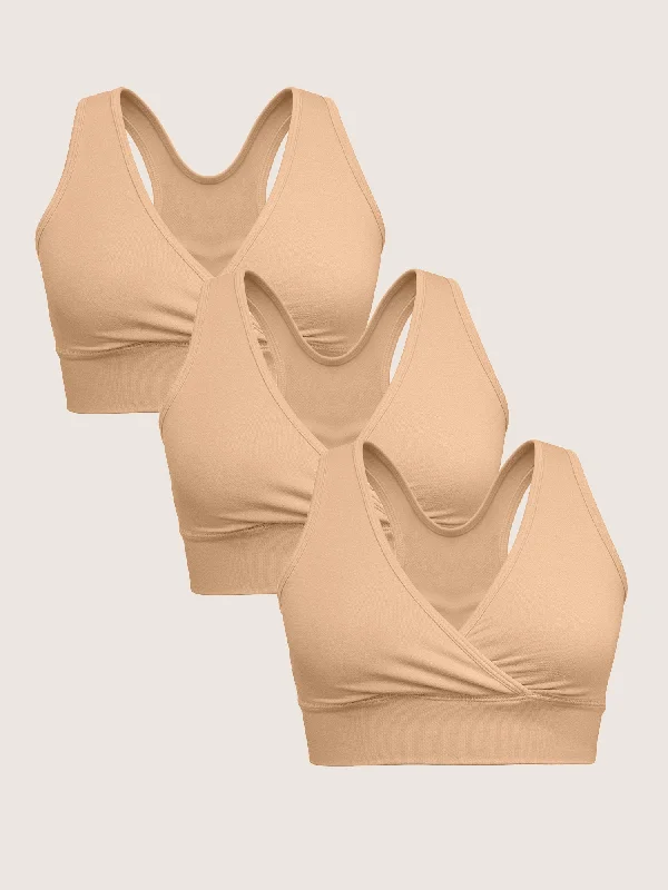 Women's Holiday Clothes Wash Wear Spare® French Terry Nursing Bra Pack | Beige