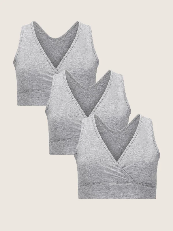 Women's Trendy Clothes Wash Wear Spare® French Terry Nursing Bra Pack | Grey Heather