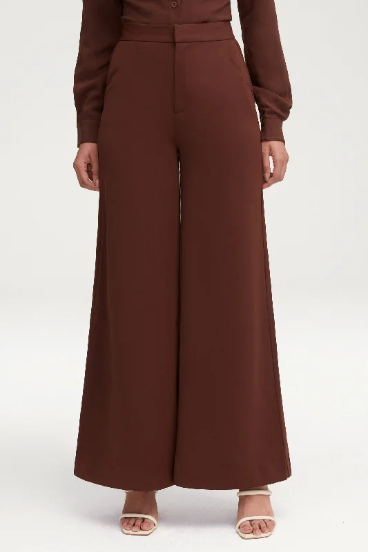 Women's Vacation Garments Essential Ultra Wide Leg Pants - Dark Brown