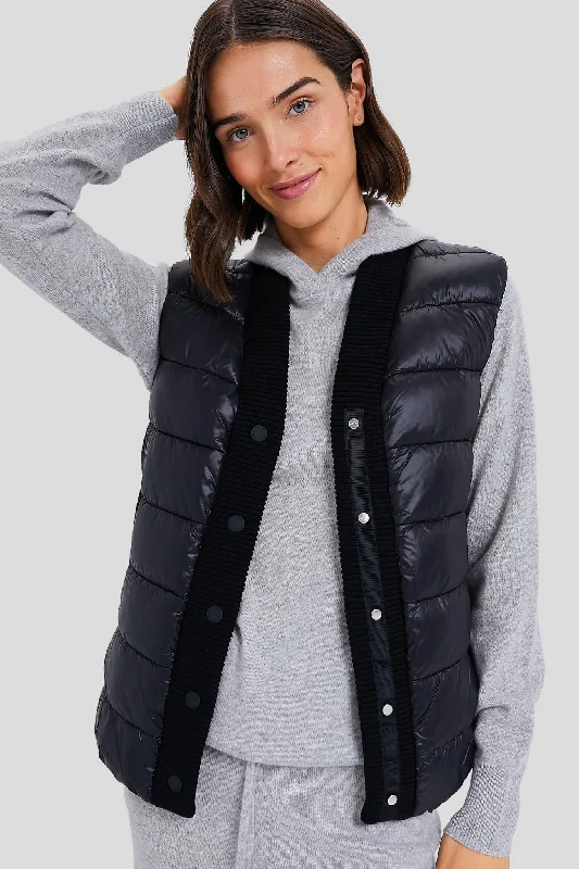 Trendy Athleisure Clothing For Women Black Colwyn Combo Boxy Gilet