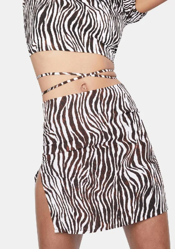 Women's Formal Apparel Zebra Vertical Shenka Mini Skirt