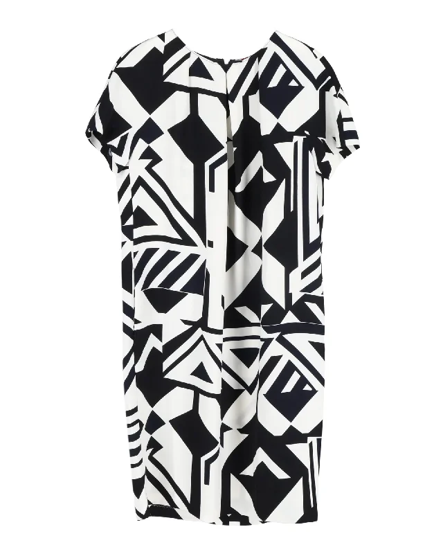 Exclusive Deals Online Max Mara Geometric-Print Dress in Black and White Polyester