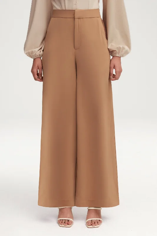 Women's Elegant Garments Essential Ultra Wide Leg Pants - Caffe