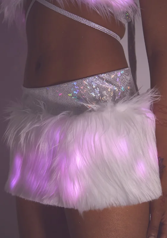 Women's High-Fashion Attire Pink Hype Hologram Light-Up Skirt