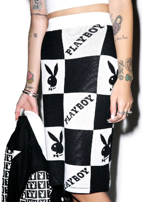 Women's Holiday Clothing X Playboy Checker Knit Tube Skirt