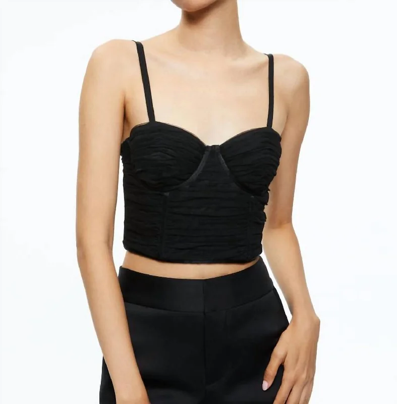 Comfortable Lounge Clothing Damia Ruched Bustier Top In Black