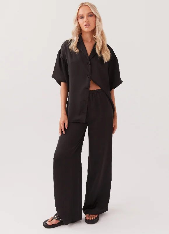 Women's Outfit Palm Cove Satin Pants - Black