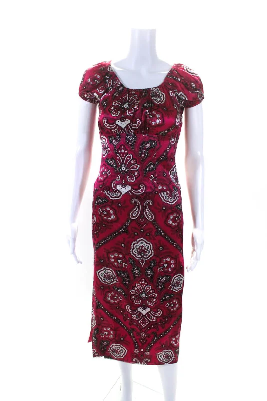 Limited Time Offer Caroline Constas Womens Silk Paisley Print Dresses Pink Black