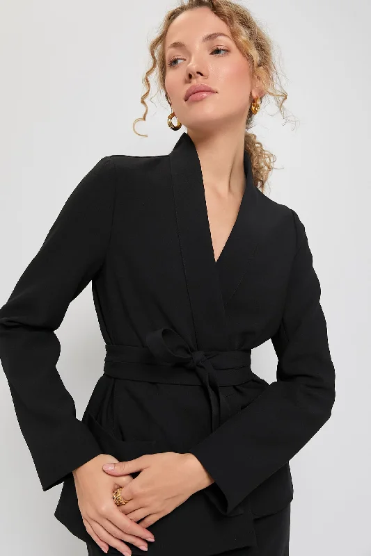 Women's Activewear Apparel Black Gracie Wrap Blazer