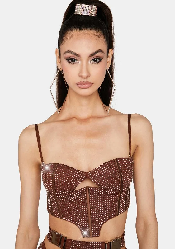 Women's Night-Out Outfit Brown Morph Rhinestone Bustier