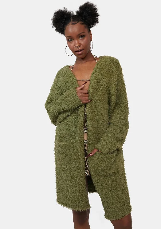 Women's Formal Apparel This Is Ur Space Fuzzy Cardigan