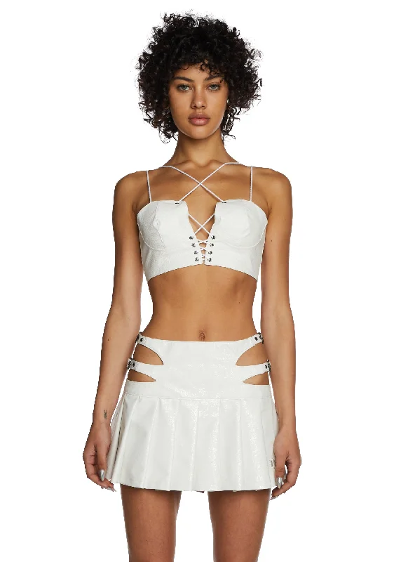 Chic Women's Outfit Replay Strappy Bustier Bra - White