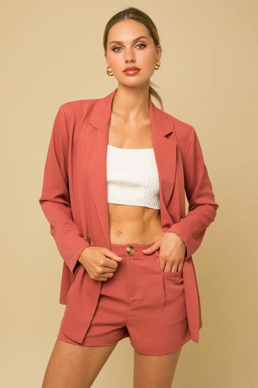 Chic Clothes For Women Hot Girl Tuscany Double Breasted Blazer In Terracotta