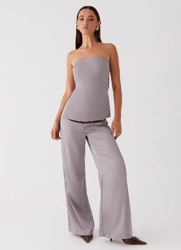 Sustainable Women's Clothes Palm Cove Satin Pants - Grey