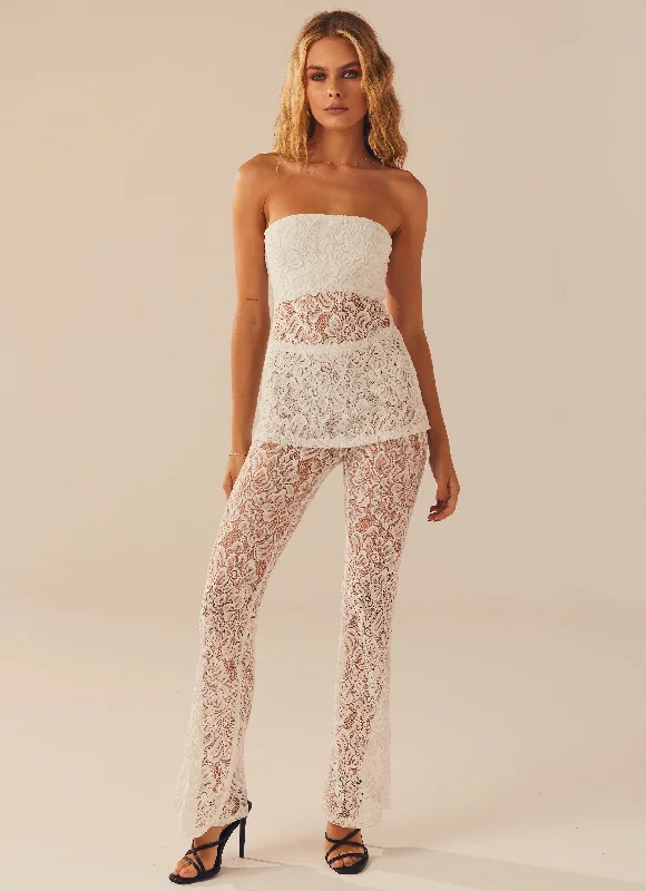 Women's High-Fashion Outfit Sweet Fantasy Lace Pant - Ice