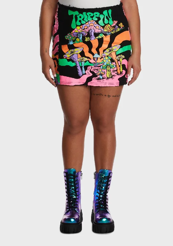 Modern Women's Attire Plus Technicolor Trip Mini Skirt