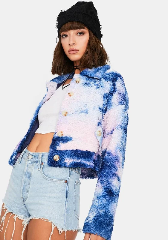 Women's Apparel And Garments Sherbet All Bundled Up Tie Dye Sherpa Jacket