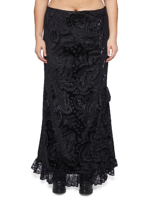 Women's Stylish Casual Garments Plus Veiled Sorrows Maxi Skirt