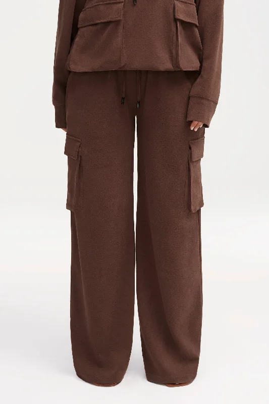 Women's Luxury Apparel Demi Wide Leg Cargo Pocket Pants - Brown