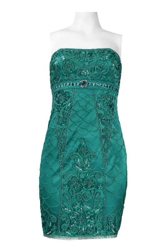 Relaxed Fashion Scalloped Gem Strapless Mesh Dress In Jade