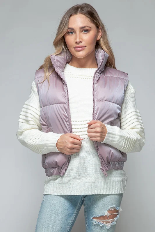 Women's Clothing For Outdoor Events Hot Girl Snobbish Fine Fur Lining Quilted Vest In Lilac Sheen