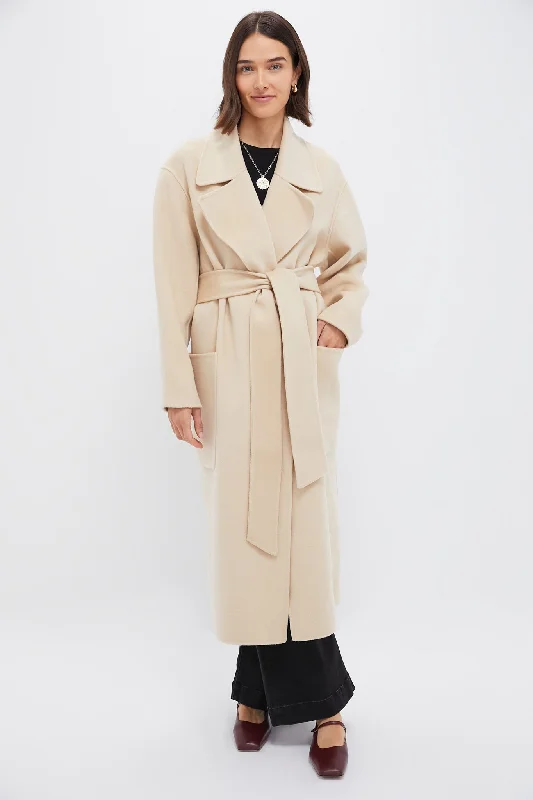 Women's Plus-Size Attire Tan Wool Trinity Coat