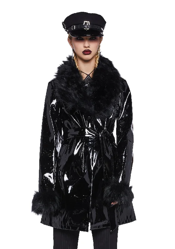 Chic Women's Garments Muse Of Midnight Vinyl Coat