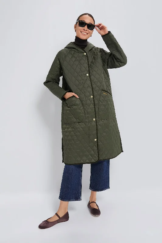 Women's Elegant Evening Attire Olive Harmby Quilted Coat