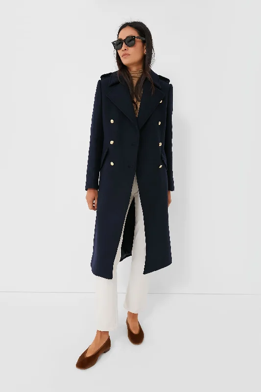 Women's Casual Wear Clothes Navy Inverraray Wool Coat