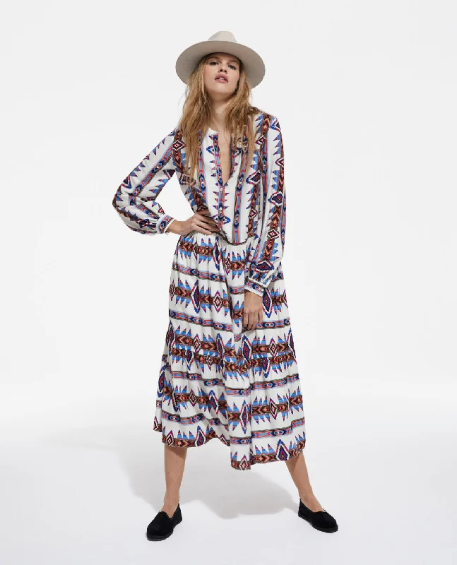 Trendy Street Style Clothing Long Geometric Printed Dress